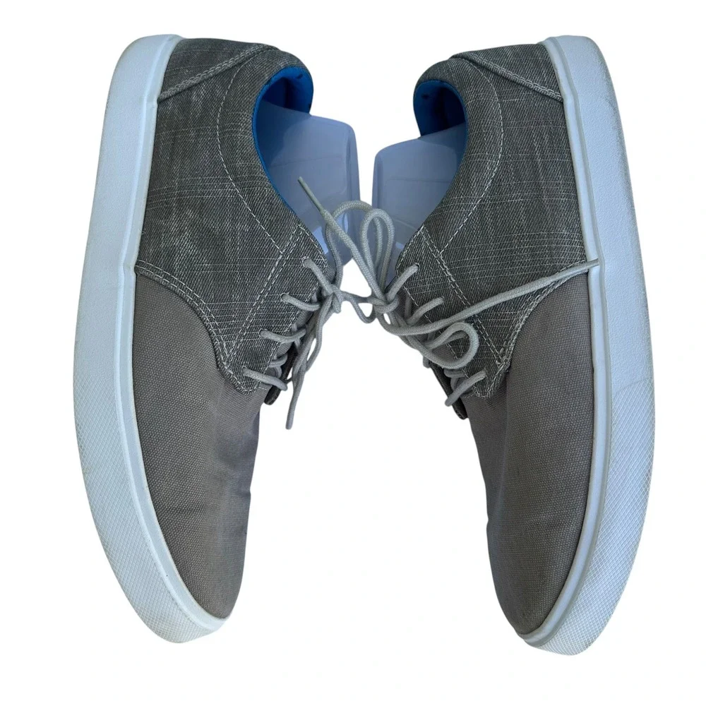 Crocs Walu Canvas Loafers‎ Mens 11 Grey Lace Up Casual Comfort Shoes 203969